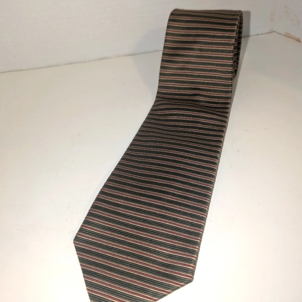 Brooks Brothers‎ Makers Silk Tie Khaki/Red/Gold Striped Pattern